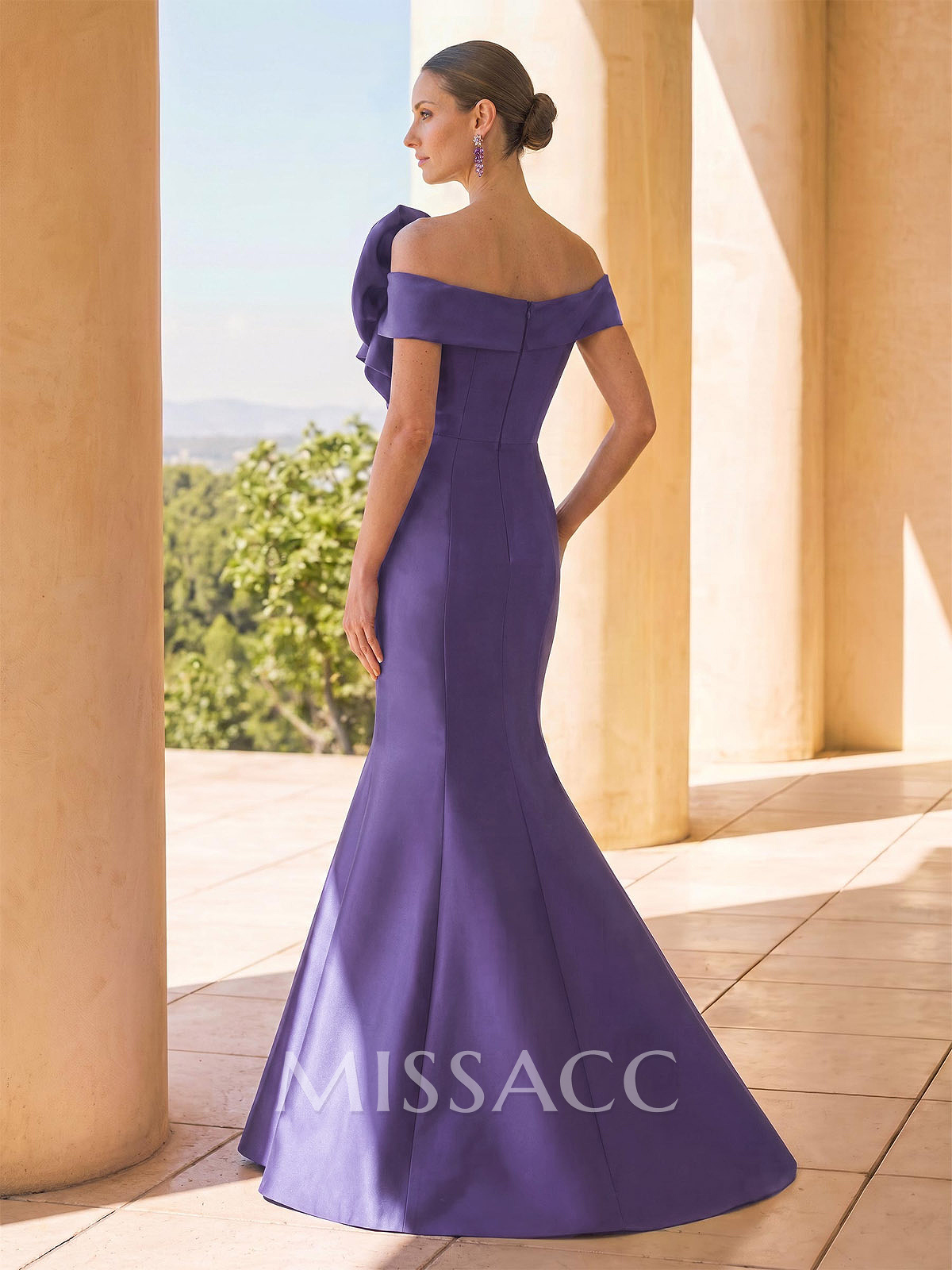 Trumpet/Mermaid Off-The-Shoulder Sleeveless Floor-Length Satin Mother Of The Bride Dresses With Beading/Flower(s)