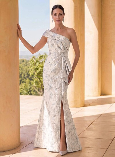 Trumpet/Mermaid One-Shoulder Floor-Length Jacquard Mother Of The Bride Dresses With Bow(s)