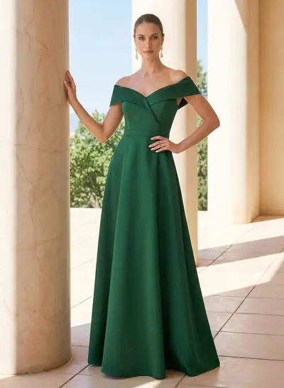 Elegant A-Line Off-The-Shoulder Sleeveless Floor-Length Satin Mother Of The Bride Dresses