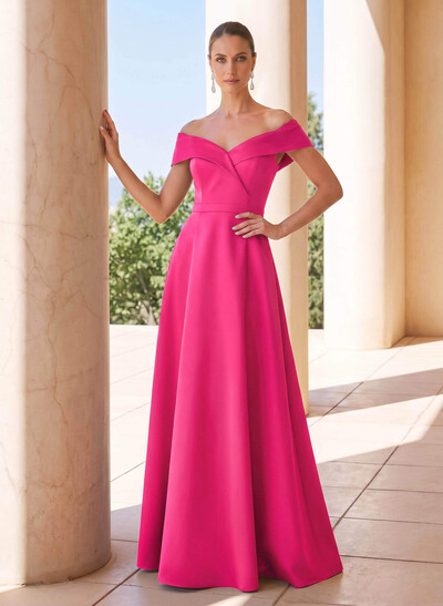 Elegant A-Line Off-The-Shoulder Sleeveless Floor-Length Satin Mother Of The Bride Dresses