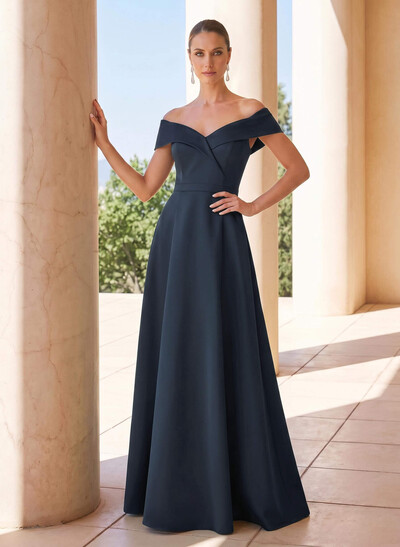 Elegant A-Line Off-The-Shoulder Sleeveless Floor-Length Satin Mother Of The Bride Dresses
