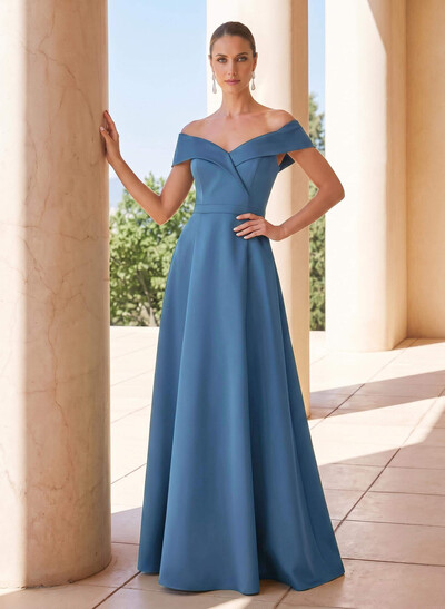 Elegant A-Line Off-The-Shoulder Sleeveless Floor-Length Satin Mother Of The Bride Dresses