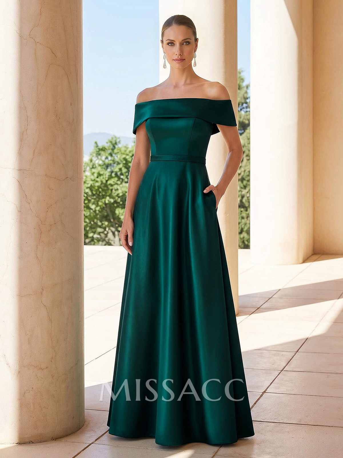 Elegant A-Line Off-The-Shoulder Sleeveless Floor-Length Satin Mother Of The Bride Dresses Elegant A-Line Off-The-Shoulder Sleeveless Floor-Length Satin Mother Of The Bride Dresses