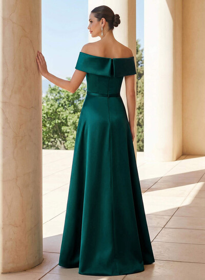 Elegant A-Line Off-The-Shoulder Sleeveless Floor-Length Satin Mother Of The Bride Dresses