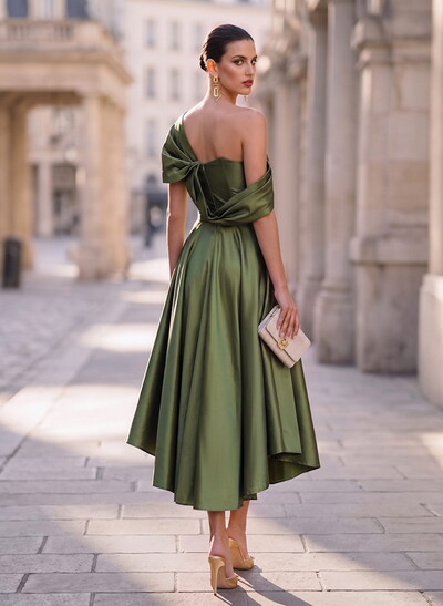 A-Line Off-The-Shoulder Sleeveless Ankle-Length Taffeta Mother Of The Bride Dresses