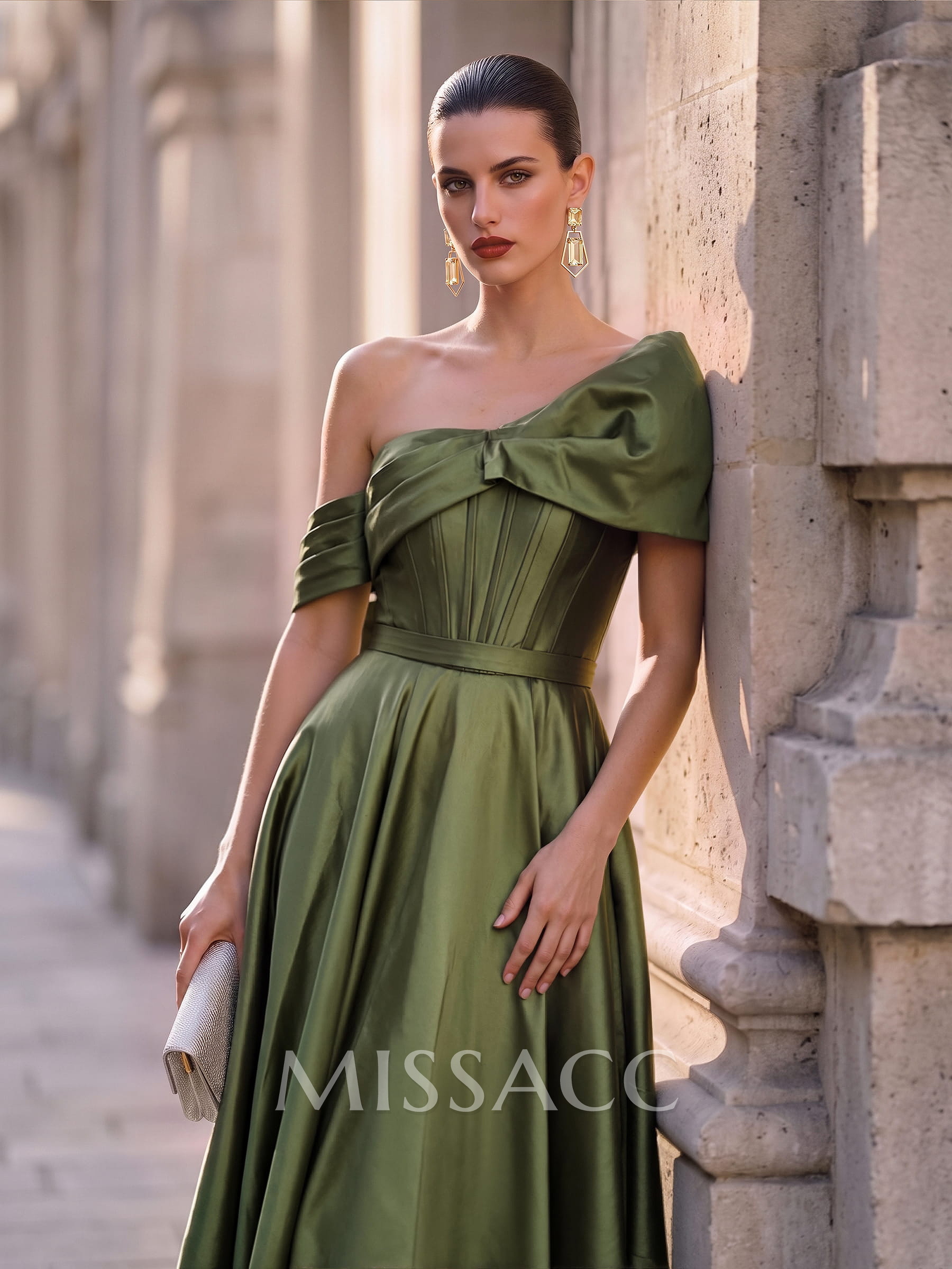 A-Line Off-The-Shoulder Sleeveless Ankle-Length Taffeta Mother Of The Bride Dresses