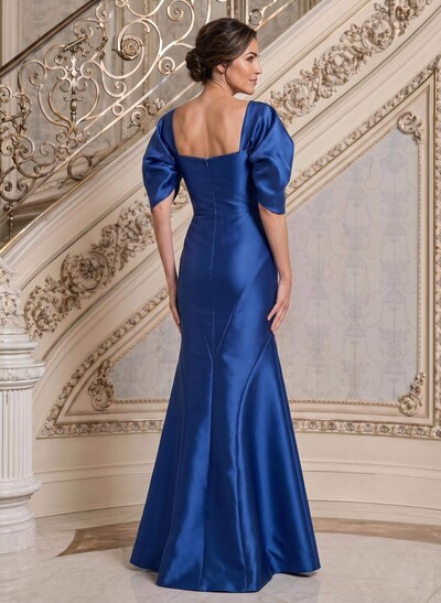 Trumpet/Mermaid Square Neckline 3/4 Sleeves Floor-Length Twill Satin Mother Of The Bride Dresses