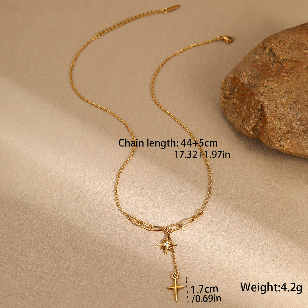 Octagonal Star Necklace Cross Pendant Necklace