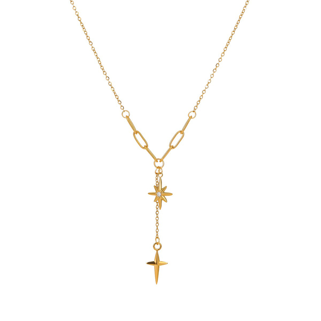 Octagonal Star Necklace Cross Pendant Necklace