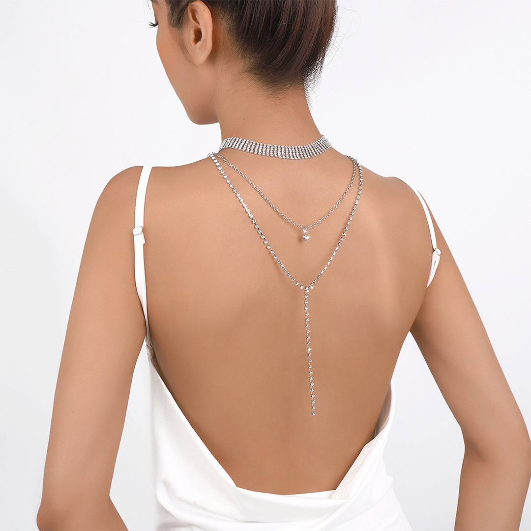 Rhinestone Claw Chain Multilayer Necklace