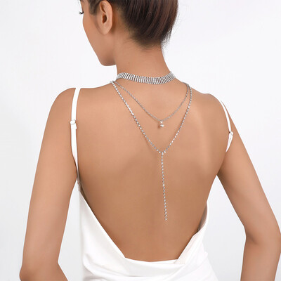 Rhinestone Claw Chain Multilayer Necklace