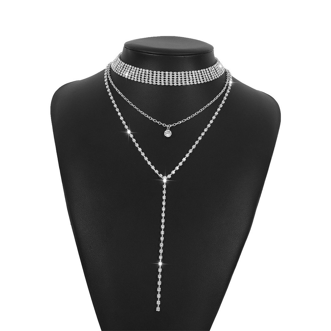 Rhinestone Claw Chain Multilayer Necklace