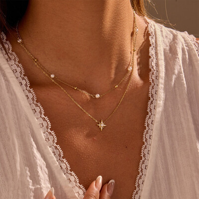 Double Layer Hexagonal Star Necklace