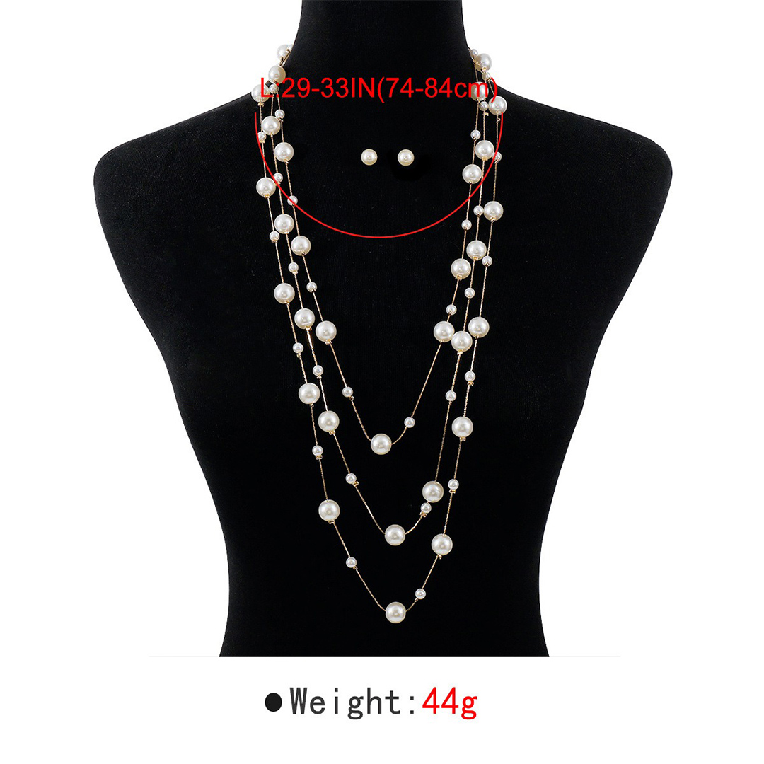 Retro Layered Pearl Necklaces Jewelry Sets