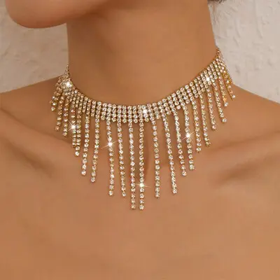 Retro Rhinestone Tassel Necklaces
