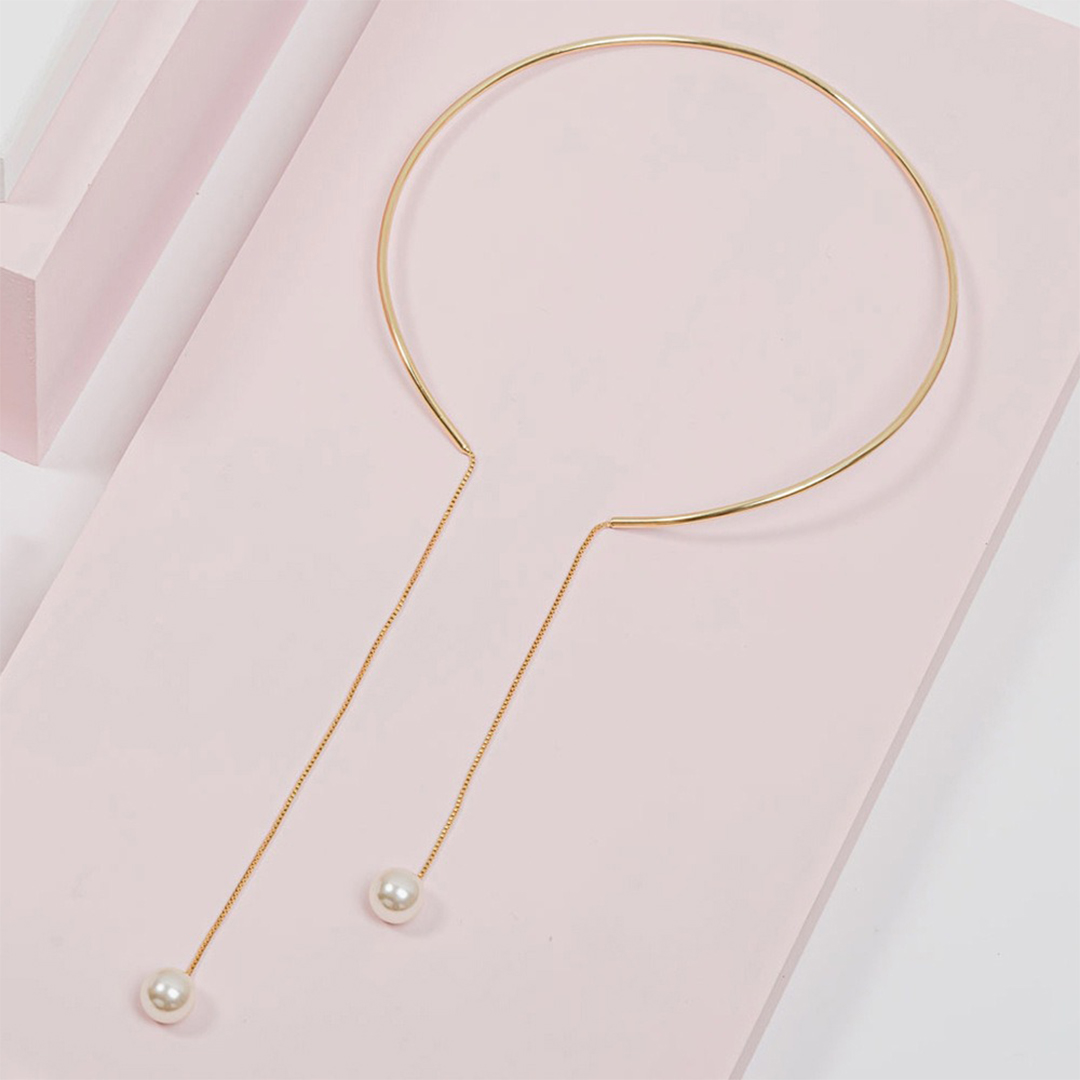 Simple Pearl Open Collar Necklace