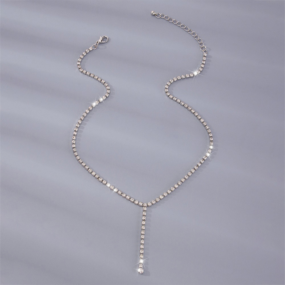 Retro Rhinestone Y-Shaped Lariat Necklace