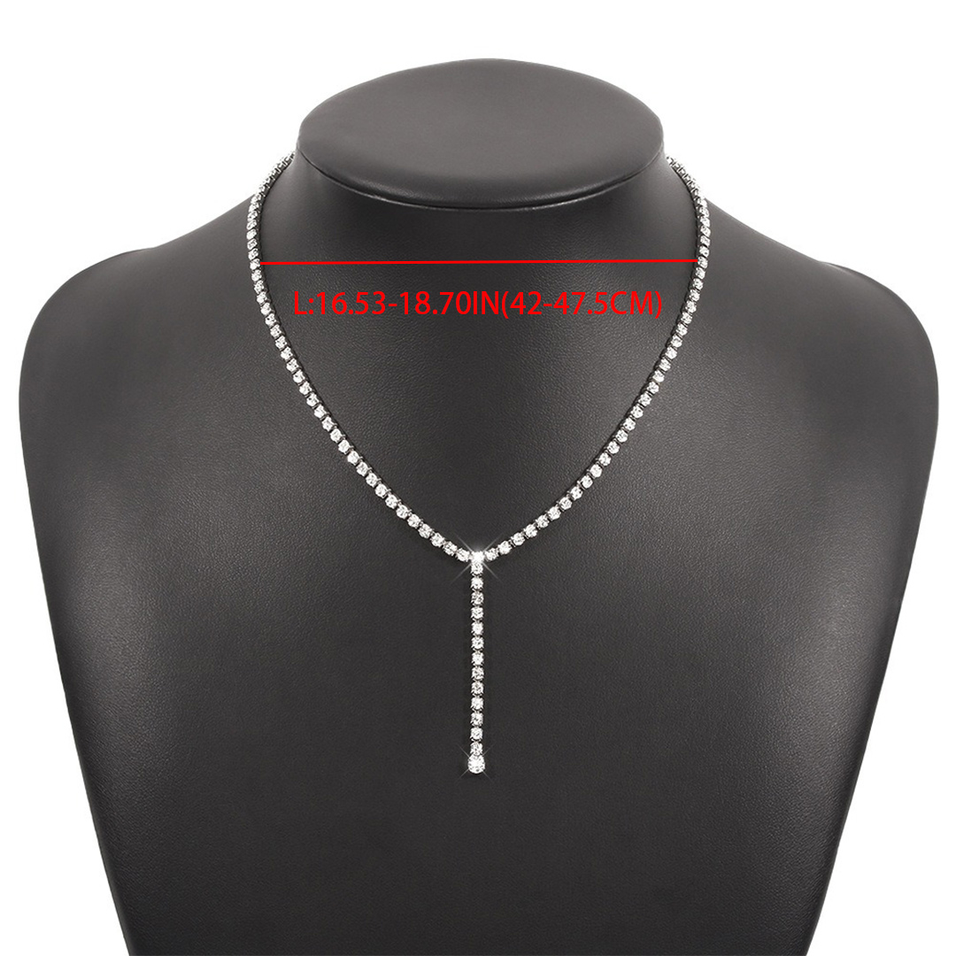 Retro Rhinestone Y-Shaped Lariat Necklace