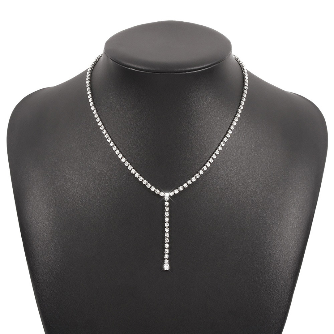 Retro Rhinestone Y-Shaped Lariat Necklace