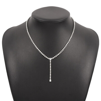 Retro Rhinestone Y-Shaped Lariat Necklace