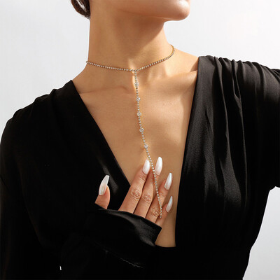 Sexy Rhinestone Long Y-Shaped Lariat Necklace