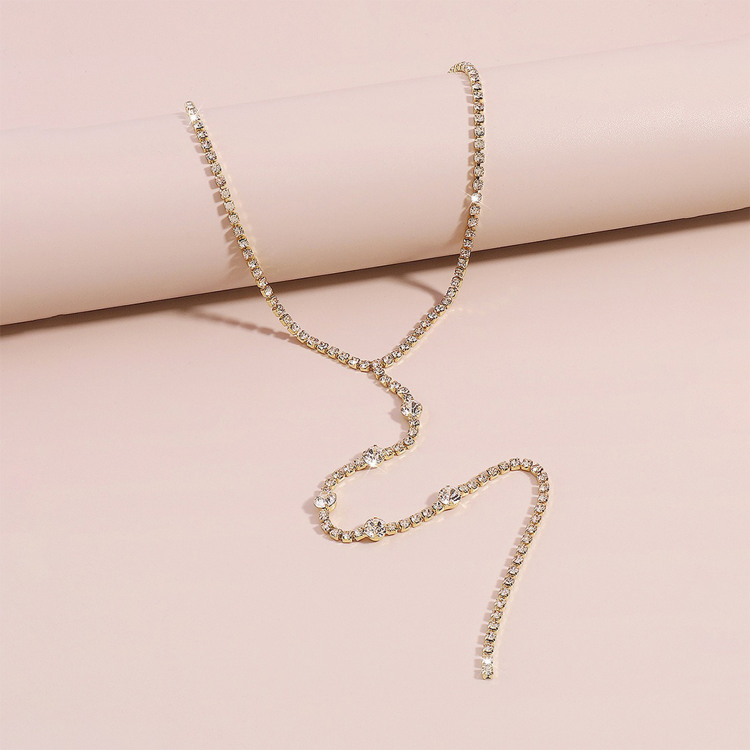 Sexy Rhinestone Long Y-Shaped Lariat Necklace