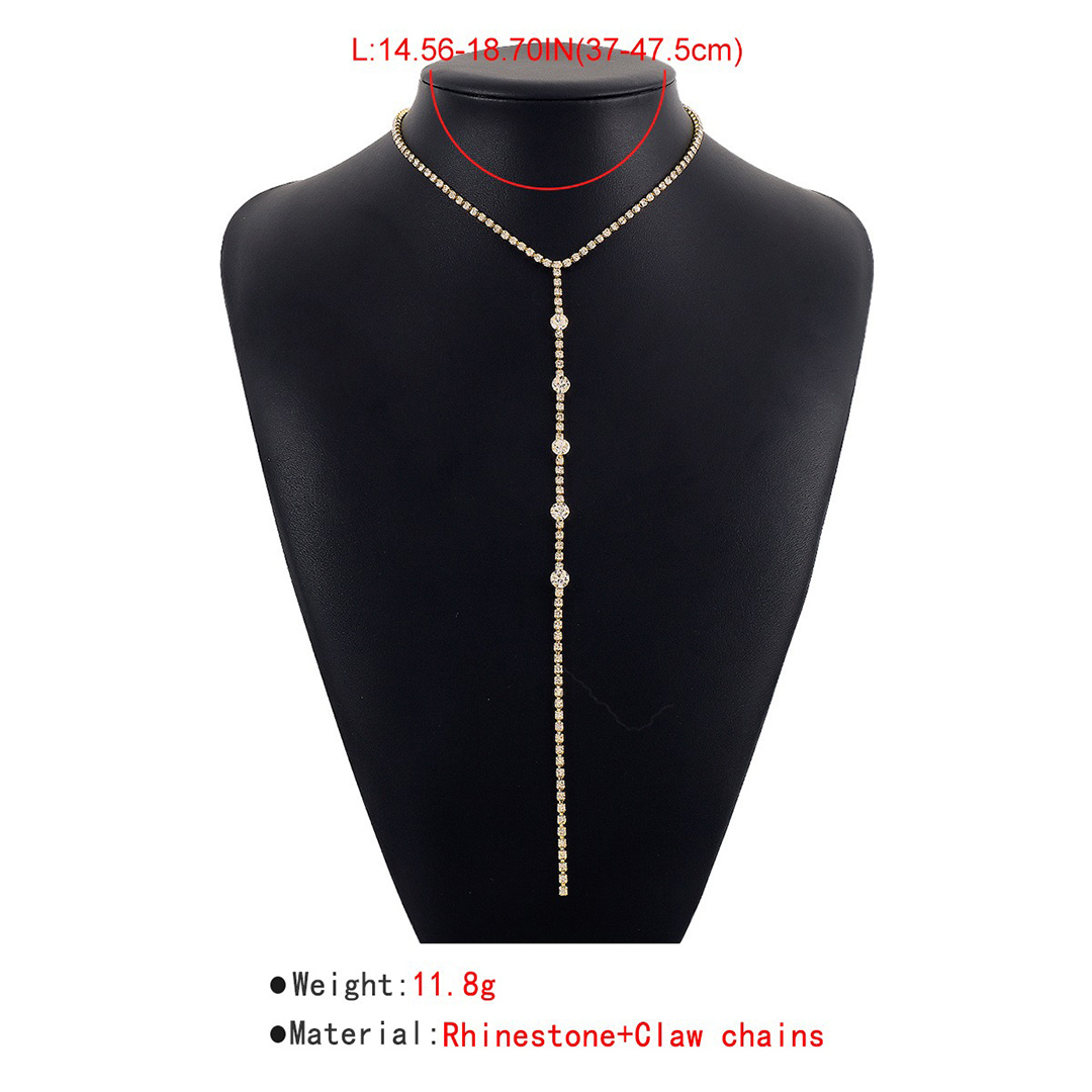 Sexy Rhinestone Long Y-Shaped Lariat Necklace