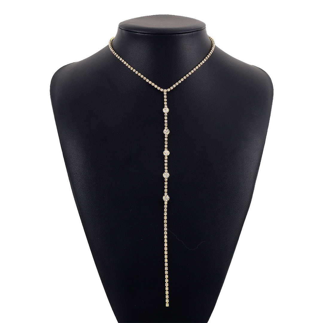 Sexy Rhinestone Long Y-Shaped Lariat Necklace