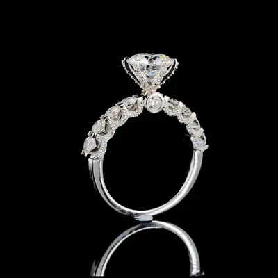 2CT Round Cut Moissanite Engagement Rings In Sterling Silver