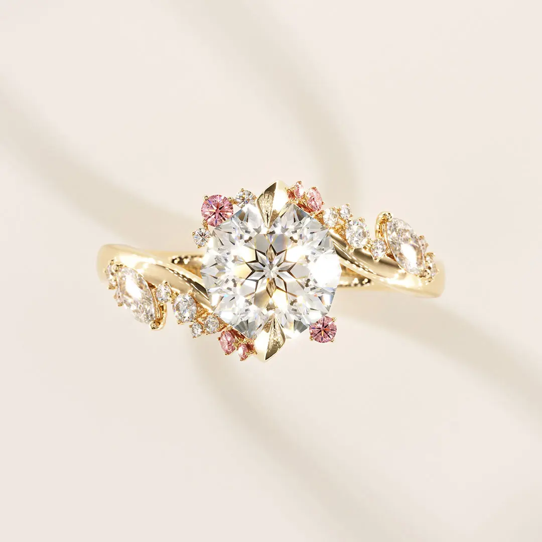 8*8mm Natural Inspired Round Cut Sona Simulated Diamonds Engagement Rings In Sterling Silver
