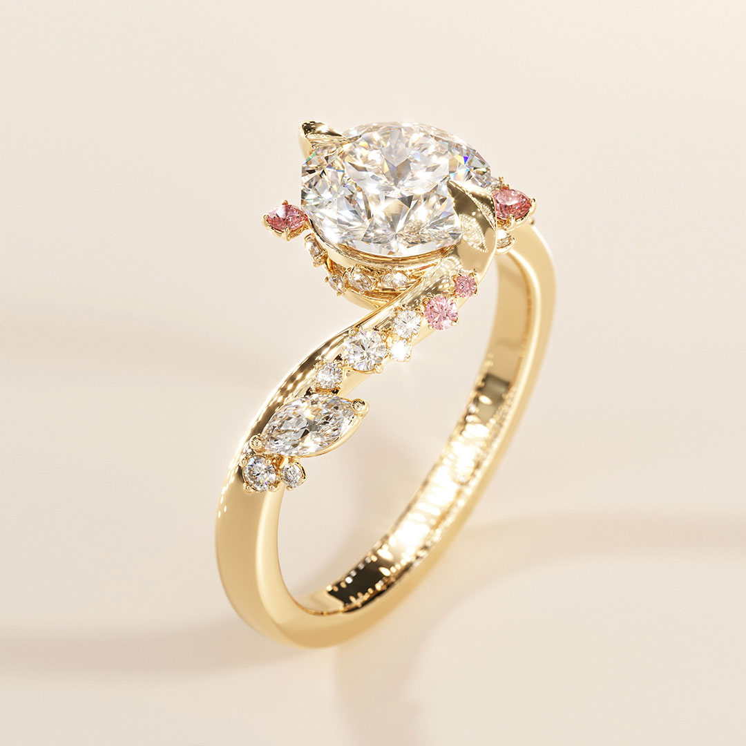 8*8mm Natural Inspired Round Cut Sona Simulated Diamonds Engagement Rings In Sterling Silver