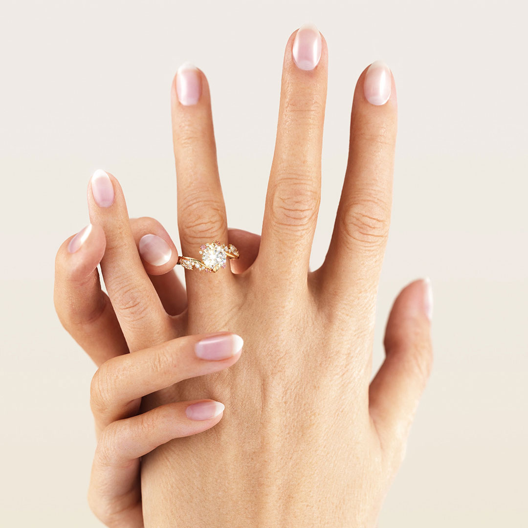 8*8mm Natural Inspired Round Cut Sona Simulated Diamonds Engagement Rings In Sterling Silver