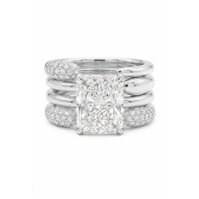 2CT 6*8mm Radiant Cut Moissanite Engagement Rings Sets In Sterling Silver