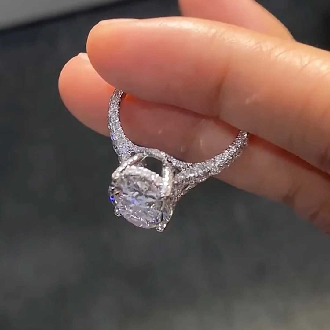 10*12mm Oval Cut Sona Simulated Diamonds Engagement Rings In Sterling Silver