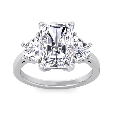 8*10mm Radiant Cut Sona Simulated Diamonds Engagement Rings In Sterling Silver