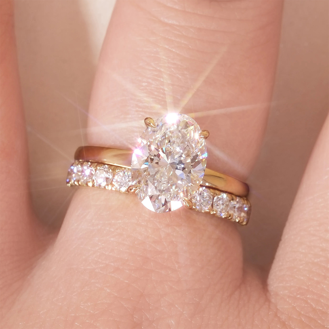 5.9CT 9*11mm Oval Cut Moissanite Engagement Rings Sets In Sterling Silver