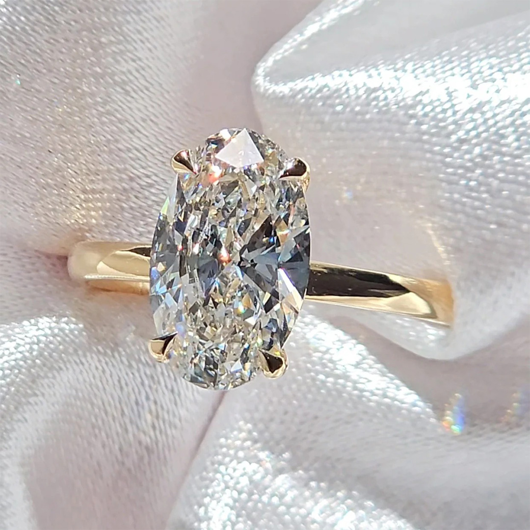 5.9CT 9*11mm Oval Cut Moissanite Engagement Rings Sets In Sterling Silver
