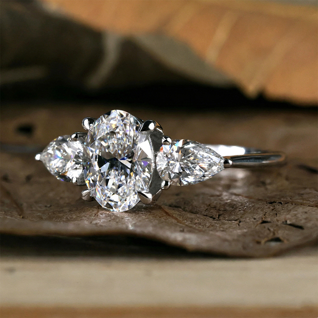 3.16CT 6*8mm Oval Cut Moissanite Engagement Rings In Sterling Silver