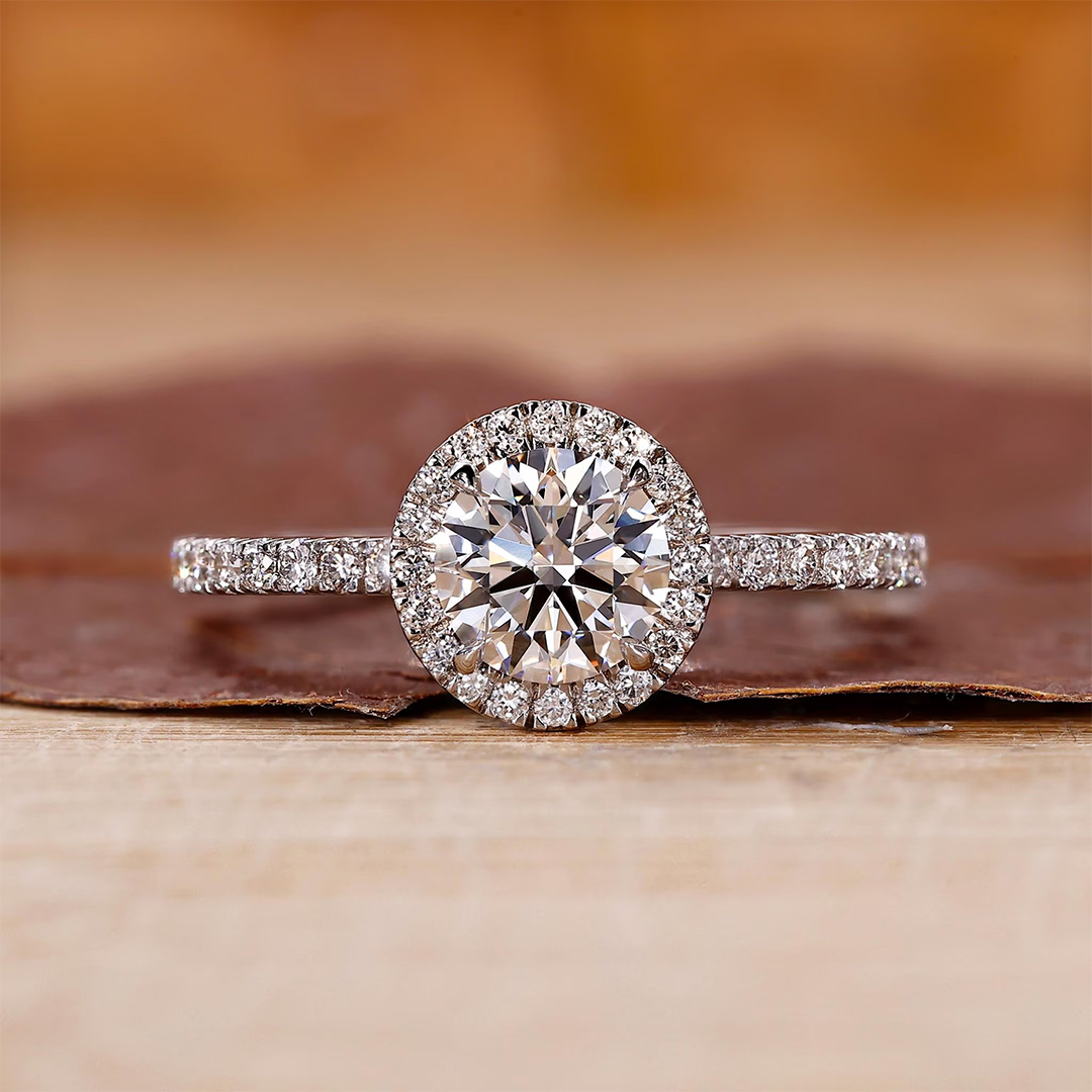 1.91CT 6.5*6.5mm Round Cut Moissanite Engagement Rings In Sterling Silver