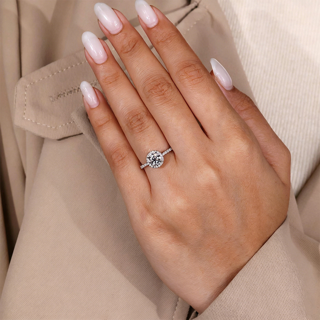 1.91CT 6.5*6.5mm Round Cut Moissanite Engagement Rings In Sterling Silver