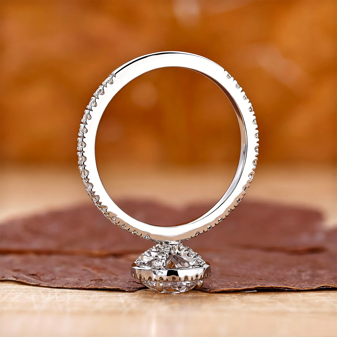 1.91CT 6.5*6.5mm Round Cut Moissanite Engagement Rings In Sterling Silver