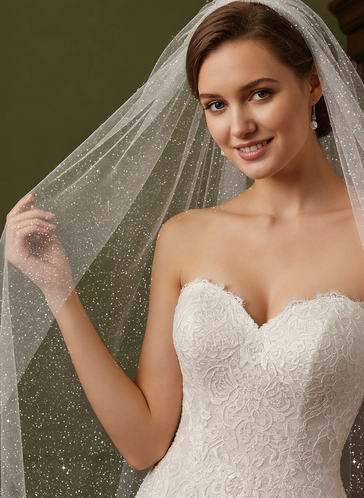 Cut Edge Simple One-Tier Tulle Cathedral Bridal Veils