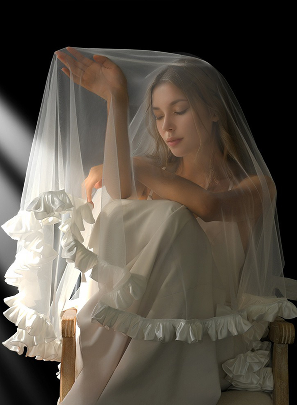 Satin Edge One-Tier Tulle Waltz Bridal Veils