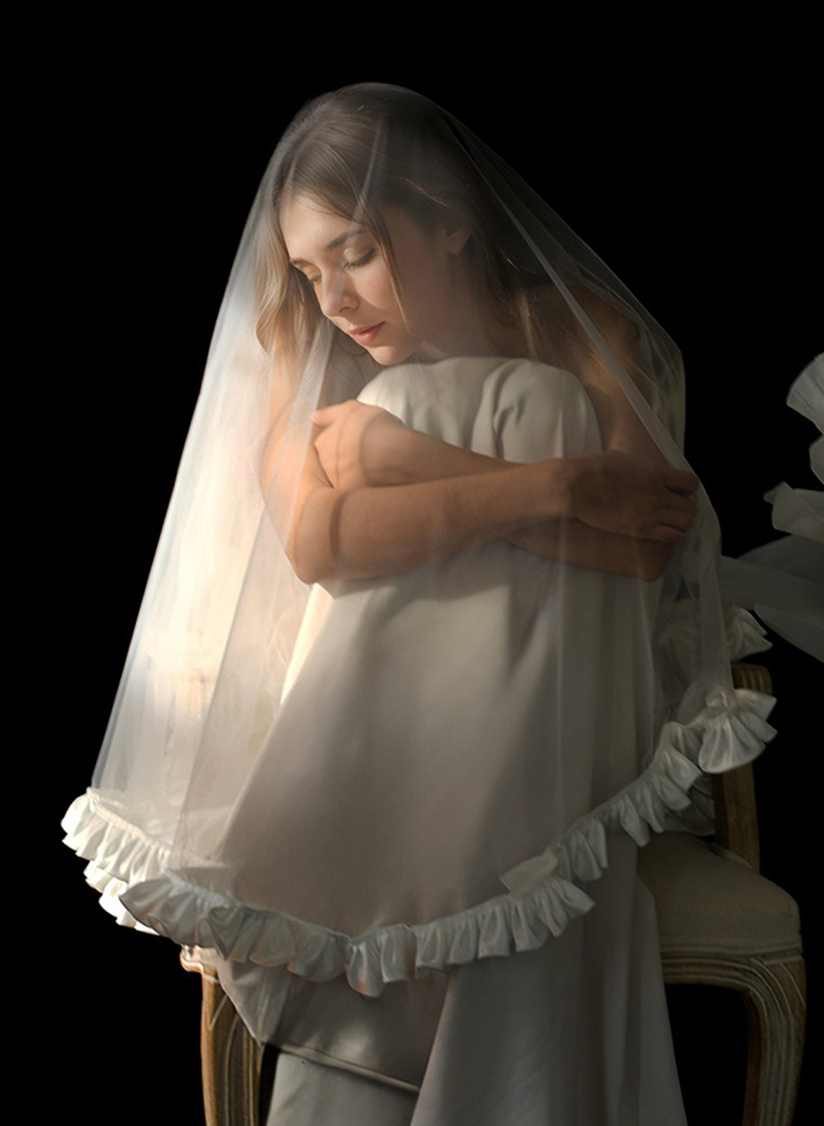 Satin Edge One-Tier Tulle Waltz Bridal Veils