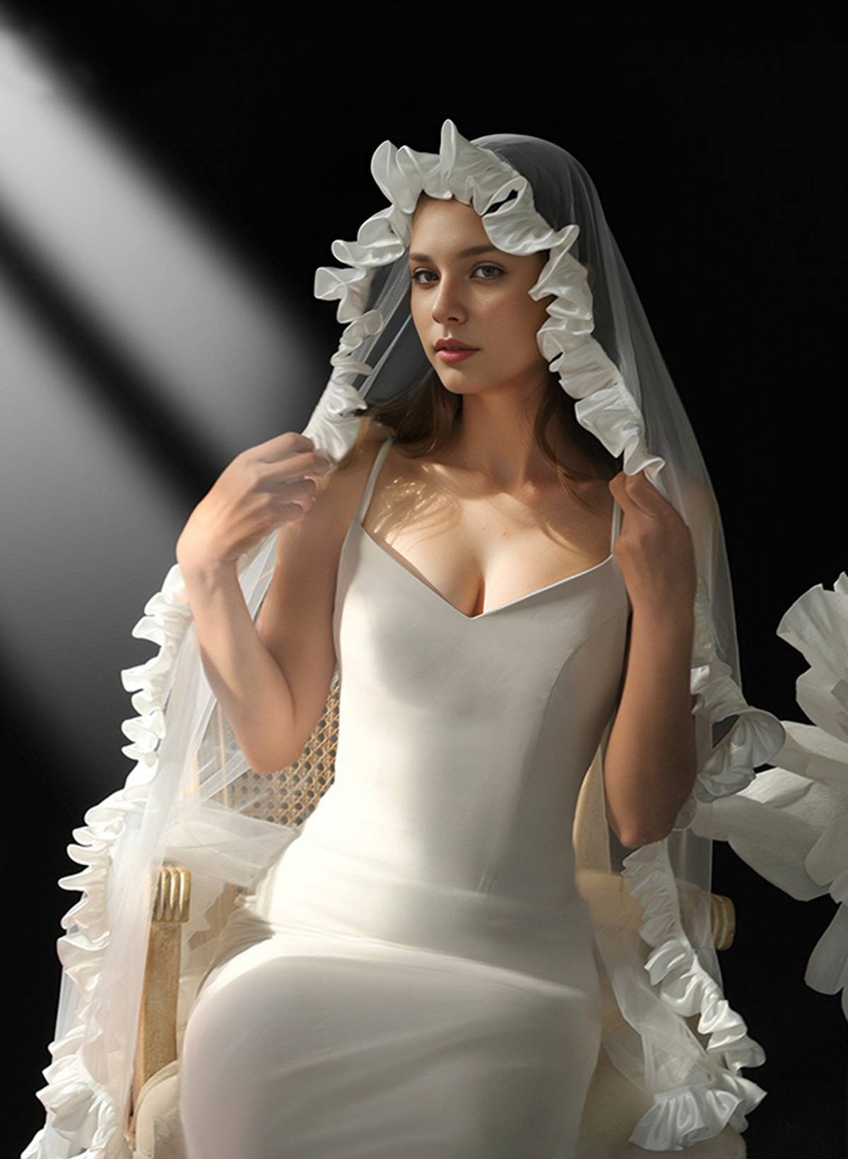 Satin Edge One-Tier Tulle Waltz Bridal Veils