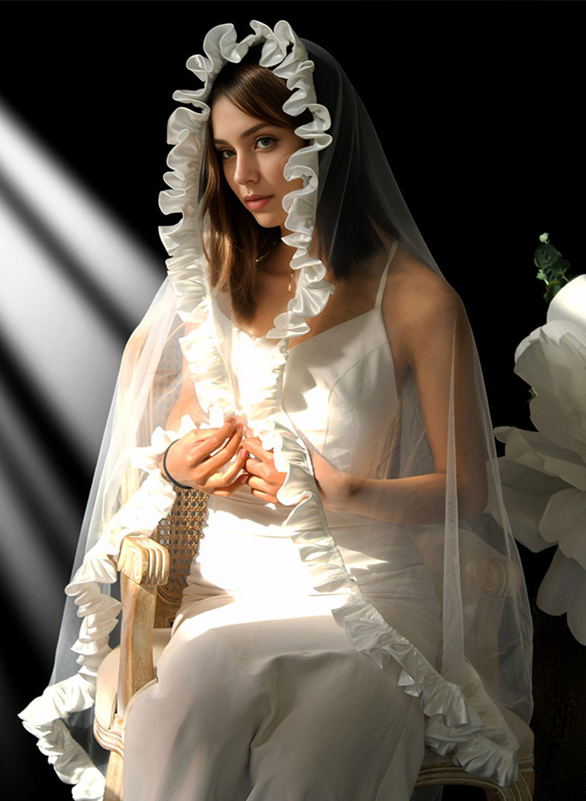Satin Edge One-Tier Tulle Waltz Bridal Veils