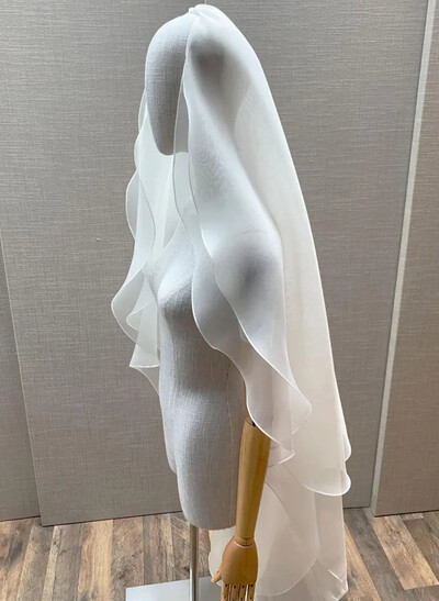 Cut Edge Mesh One-Tier Tulle Cathedral Bridal Veils