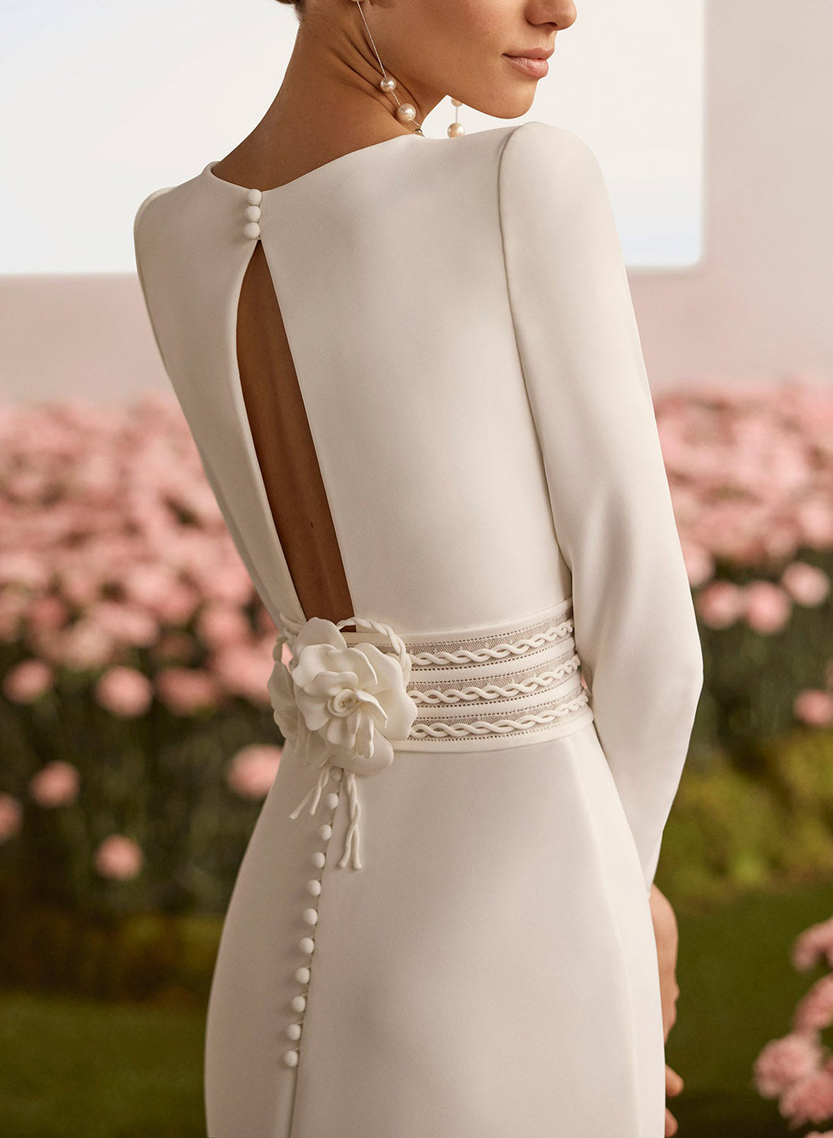 Sheath/Column Square Neckline Long Sleeves Chapel Train Elastic Satin Wedding Dresses