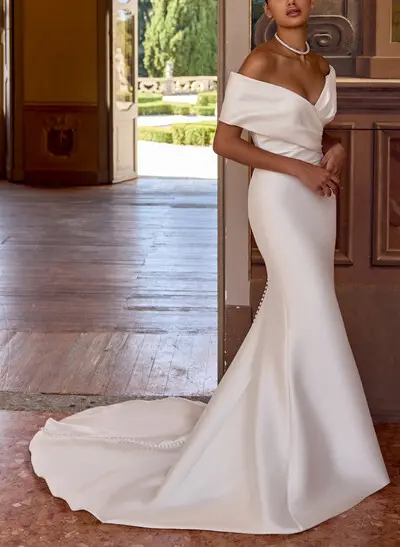 Trumpet/Mermaid Sweetheart Sleeveless Court Train Bride Wedding Dress