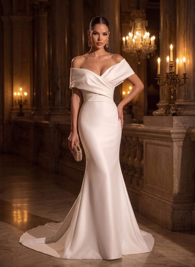 Trumpet/Mermaid Sweetheart Sleeveless Court Train Wedding Dress